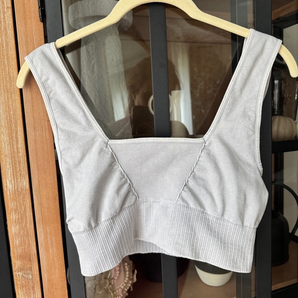FP Movement Good Karma Square Neck sports Bra M/L Ice Grey top ribbed tank - Picture 3 of 10
